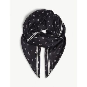 The KOOPLES Black Floral Silk Scarf